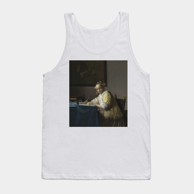 A Lady Writing by Jan Vermeer Tank Top by Classic Art Stall